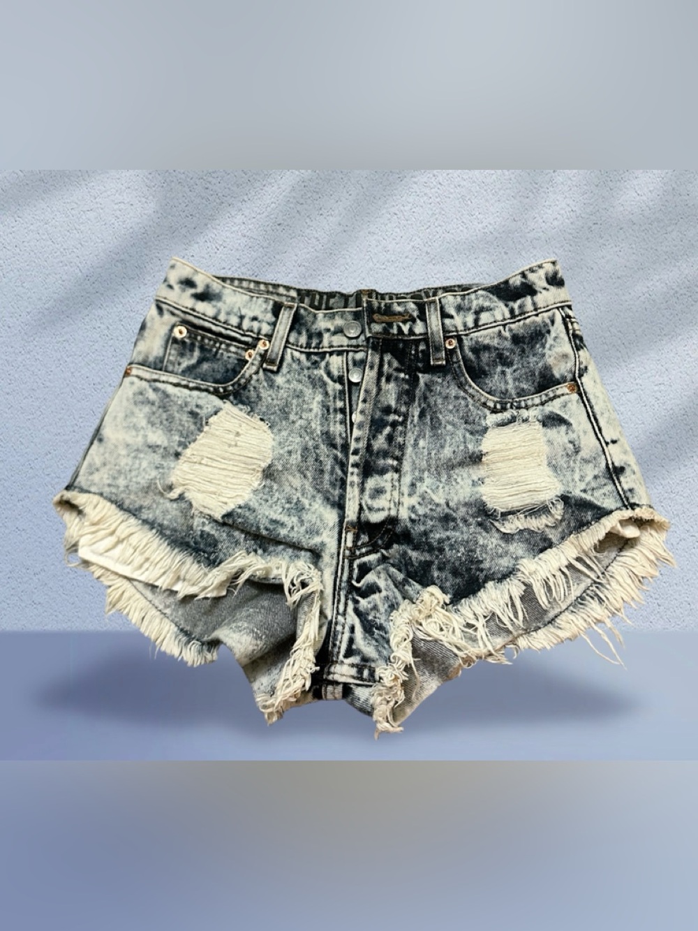 The Laundry Room Acid-Wash Distressed Jean Shorts - Black, White